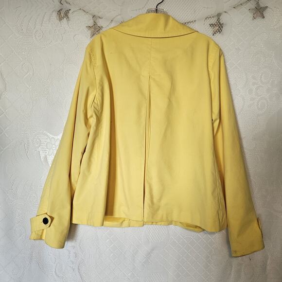 Chaps Womens Large Swing Coat Bright Yellow 80s Retro Classic Preppy Nautical - Picture 2 of 9